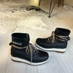 Caterpillar Black and Brown Ankle Boots